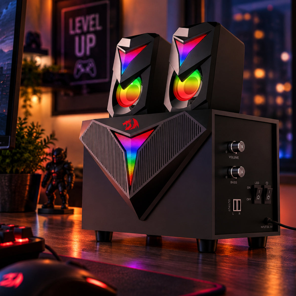 REDRAGON 2.1 Satellite Speaker TOCCATA RGB 11W Gaming Speaker - Black